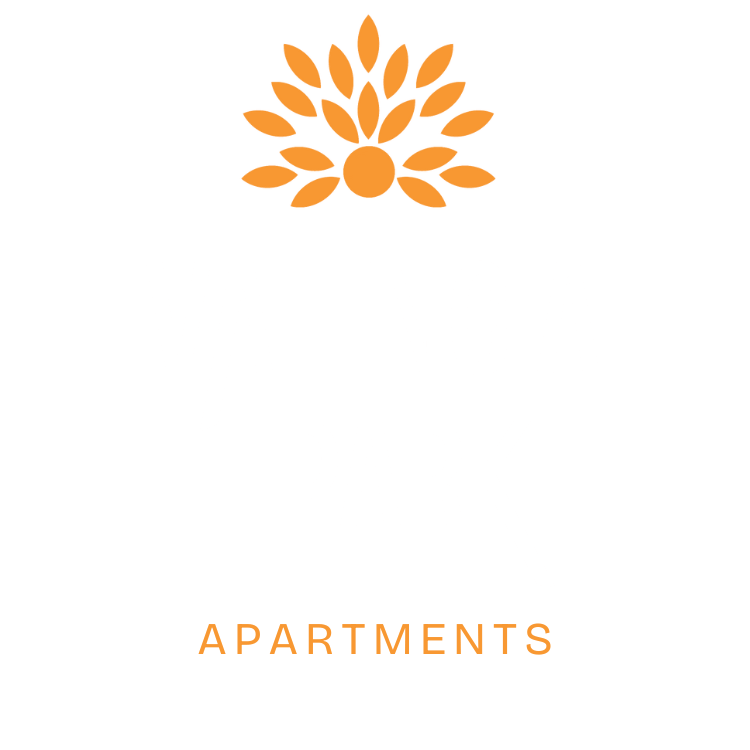 A logo for Valencia Park Apartments featuring a flower.
